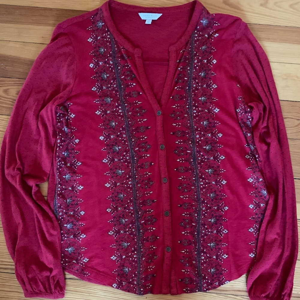 Cute, red, lucky brand shirt, size SP